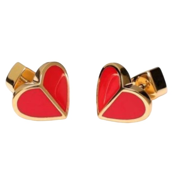 KATE SPADE • Red Heritage Spade Heart Stud Earrings - Picture 4 of 5